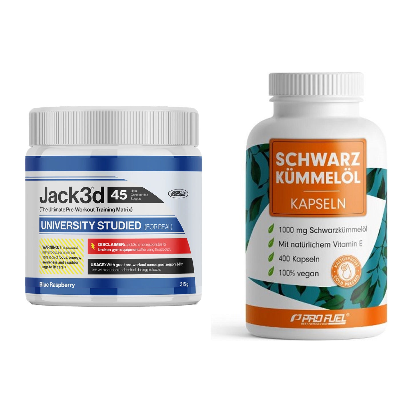 Trainings-Set: USP Labs Jack3d 45 Serv. + ProFuel Schwarzkümmelöl – alle enthaltenen Artikel