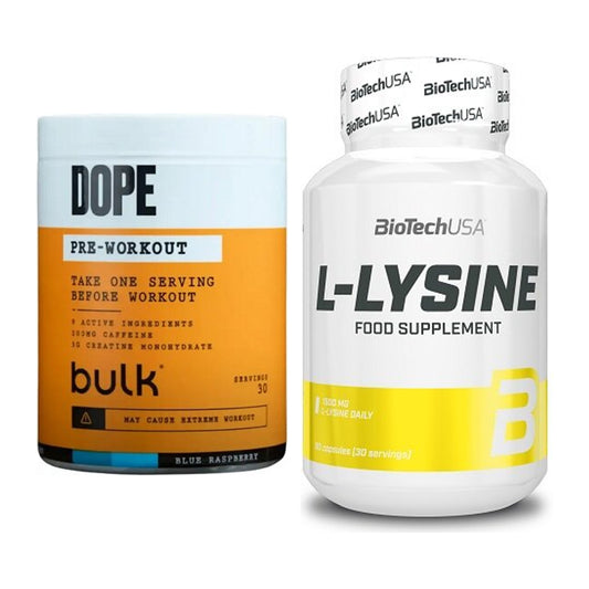 Trainings-Set: Bulk Dope Pre-Workout 30 Serv. + BioTech L-Lysine – alle enthaltenen Artikel