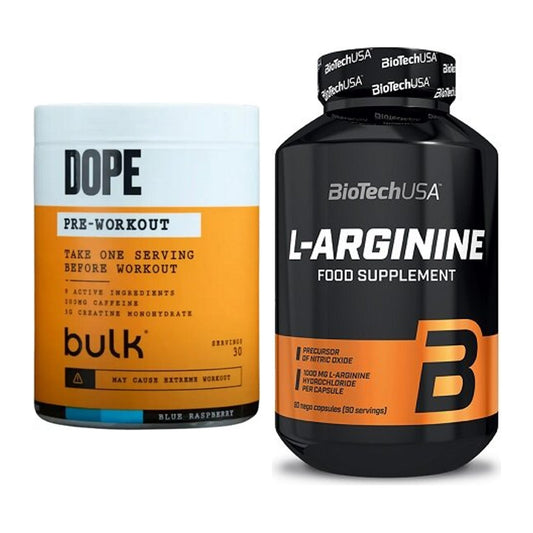 Trainings-Set: Bulk Dope Pre-Workout 30 Serv. + BioTech L-Arginine – alle enthaltenen Artikel