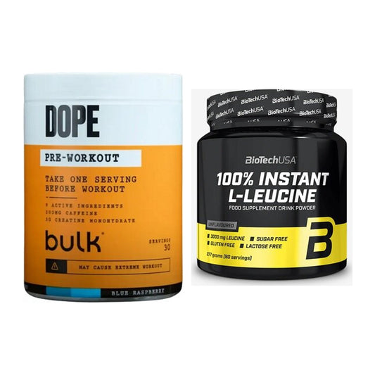 Trainings-Set: Bulk Dope Pre-Workout 30 + BioTech 100% Instant – alle enthaltenen Artikel