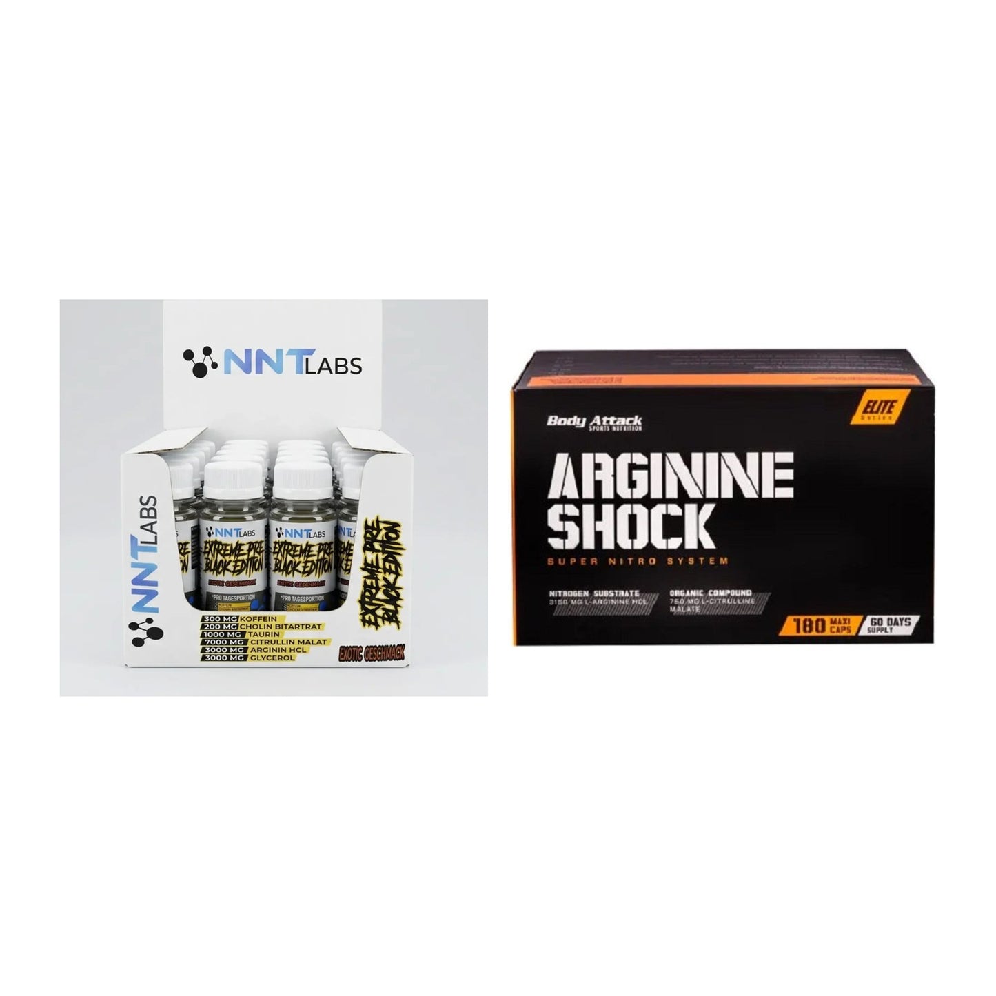 Σετ προπόνησης: NNT Extreme Black Edition + Body Attack Arginine Shock - περιλαμβάνονται όλα τα είδη