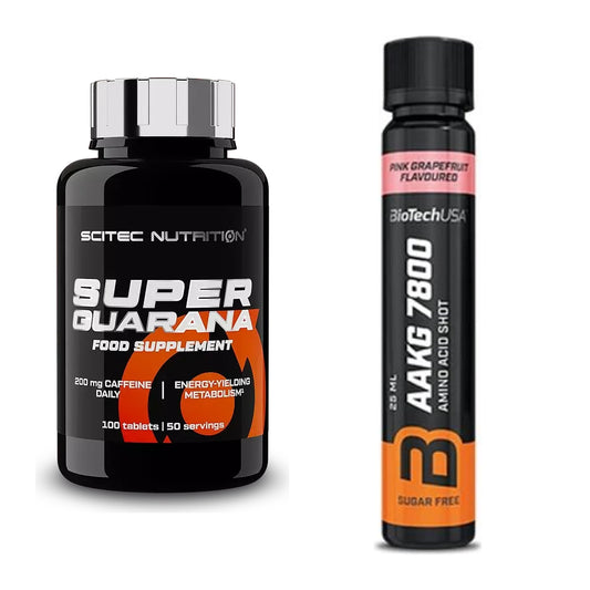 Trainings-Set: Scitec Super Guarana 100 Tabl. + BioTech AAKG 7800 – alle enthaltenen Artikel