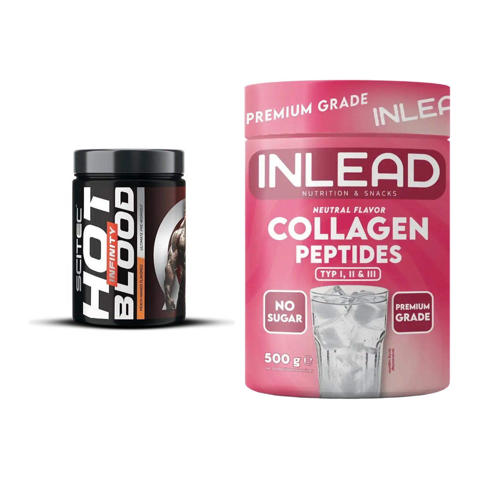 Trainings-Set: Scitec Hot Blood INFINITY + INLEAD Collagen Peptides – alle enthaltenen Artikel