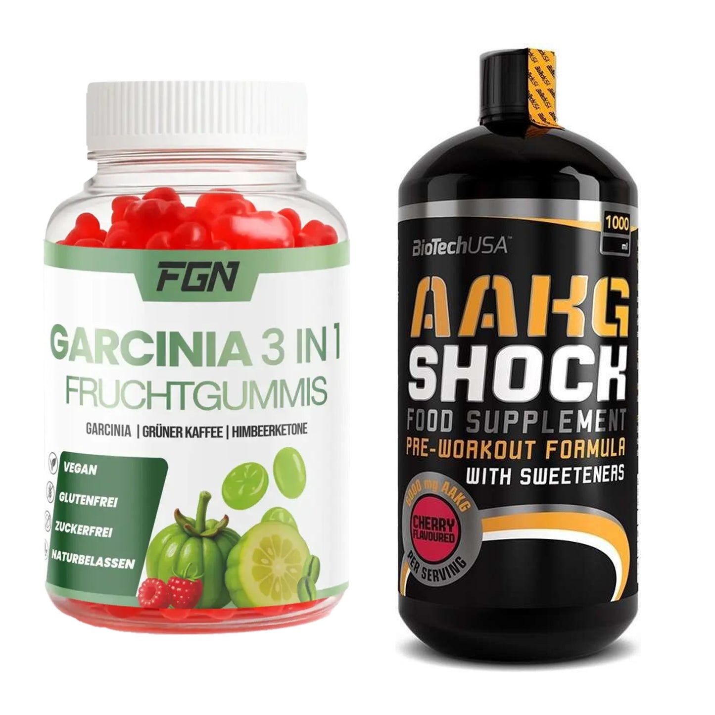 Trainings-Set: FGN Garcinia 60 + BioTech AAKG Shock Extreme – alle enthaltenen Artikel