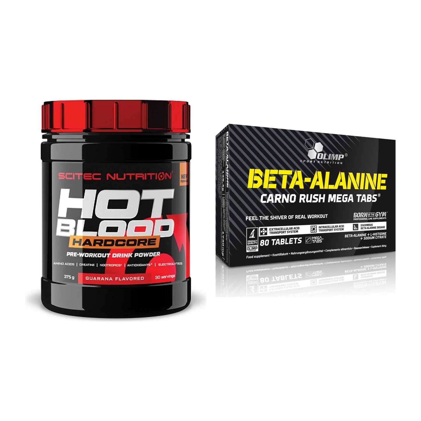 Trainings-Set: Scitec Hot Blood Hardcore + Olimp Beta-Alanin Carno – alle enthaltenen Artikel