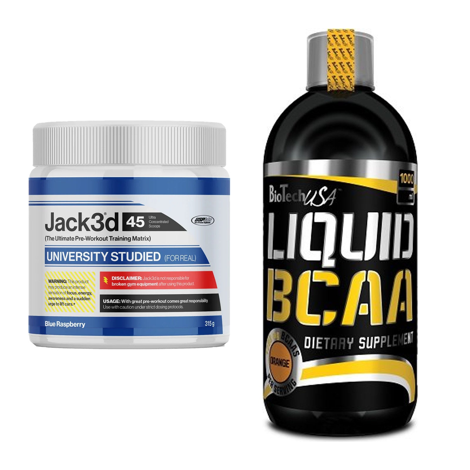 Trainings-Set: USP Labs Jack3d 45 Serv. + BioTech Liquid BCAA 1000ml – alle enthaltenen Artikel