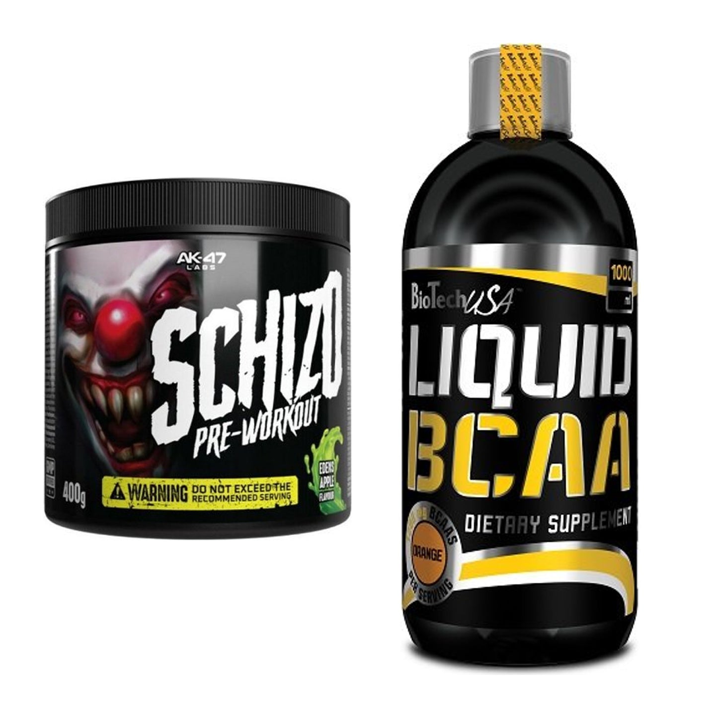 Trainings-Set: AK47 Labs Schizo Pre-Workout + BioTech Liquid BCAA – alle enthaltenen Artikel