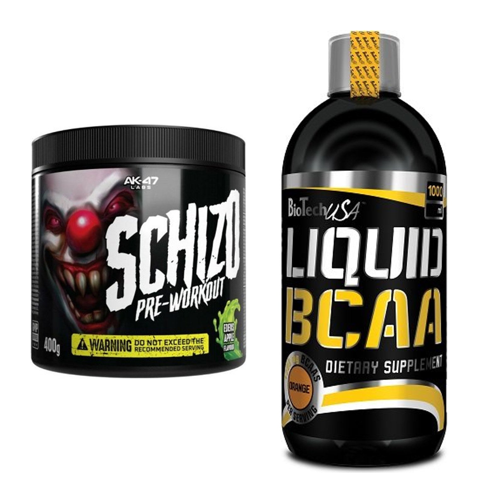 Trainings-Set: AK47 Labs Schizo Pre-Workout + BioTech Liquid BCAA – alle enthaltenen Artikel