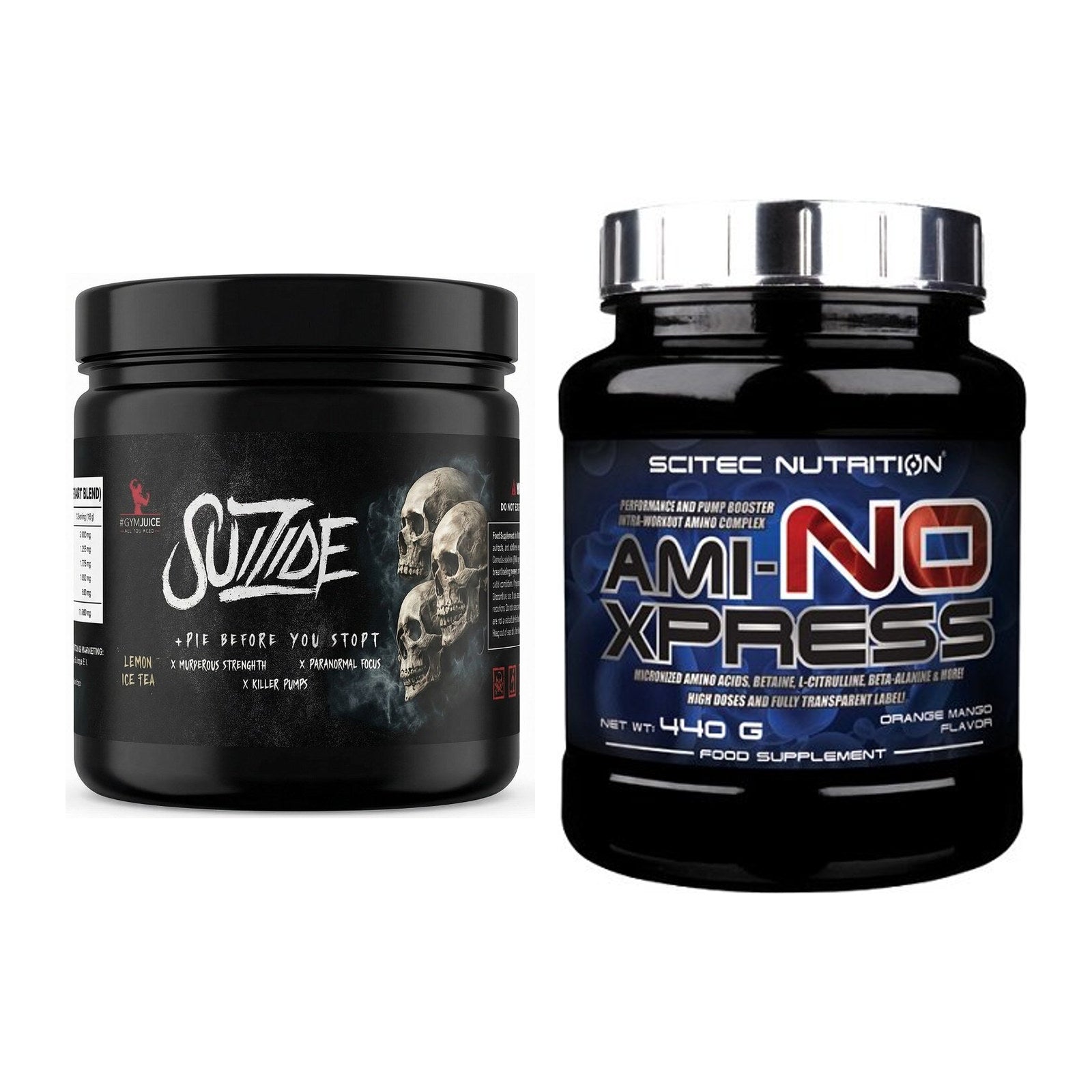 Trainings-Set: #GYMJUICE SUIZIDE Booster + Scitec Ami-NO Xpress 440g – alle enthaltenen Artikel