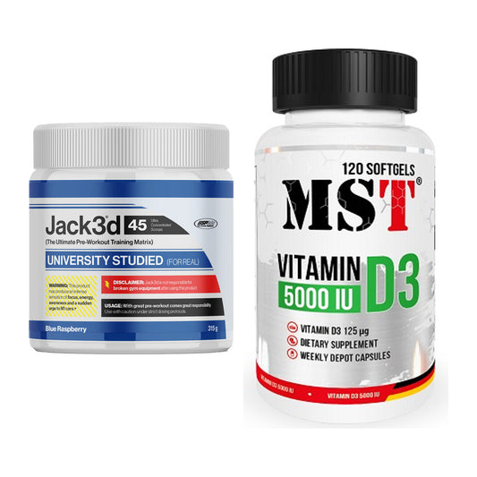 Trainings-Set: USP Labs Jack3d 45 Serv. + MST Vitamin D3 5000IU 120 – alle enthaltenen Artikel