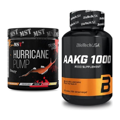 Trainings-Set: MST Hurricane Pump + BioTech AAKG 1000mg 100 Tabl. – alle enthaltenen Artikel