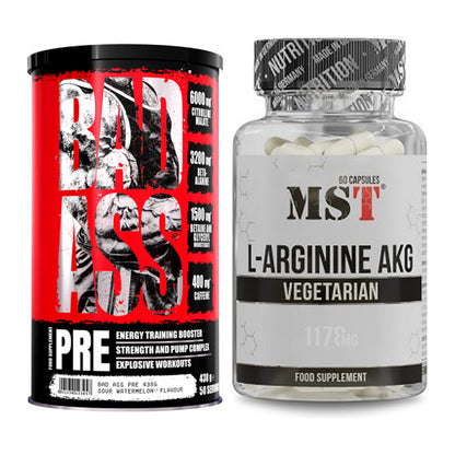 Trainings-Set: BAD ASS Pre + MST Arginin AAKG 1178mg – alle enthaltenen Artikel