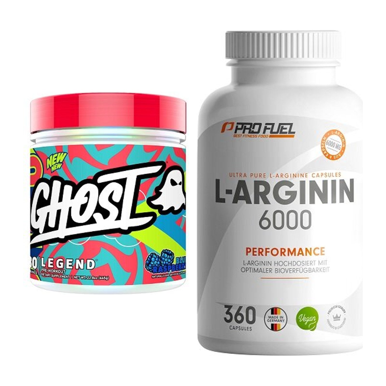 Trainings-Set: Ghost Legend V4 30 Serv. + ProFuel L-Arginin 6000 – alle enthaltenen Artikel