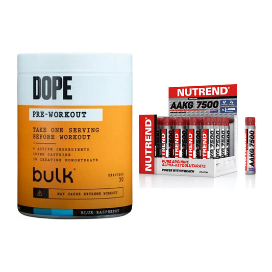 Trainings-Set: Bulk Dope Pre-Workout 30 + Nutrend AAKG 7500 Shots – alle enthaltenen Artikel