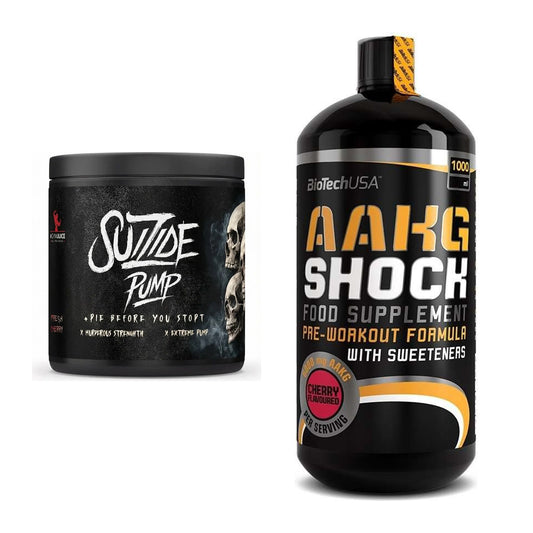 Trainings-Set: #GYMJUICE SUIZIDE PUMP + BioTech AAKG Shock Extreme – alle enthaltenen Artikel