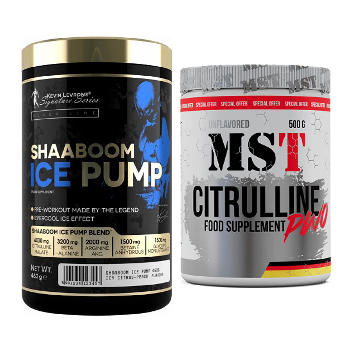 Trainings-Set: Kevin Levrone Shaaboom Ice + MST Citrulline Malat 500g – alle enthaltenen Artikel