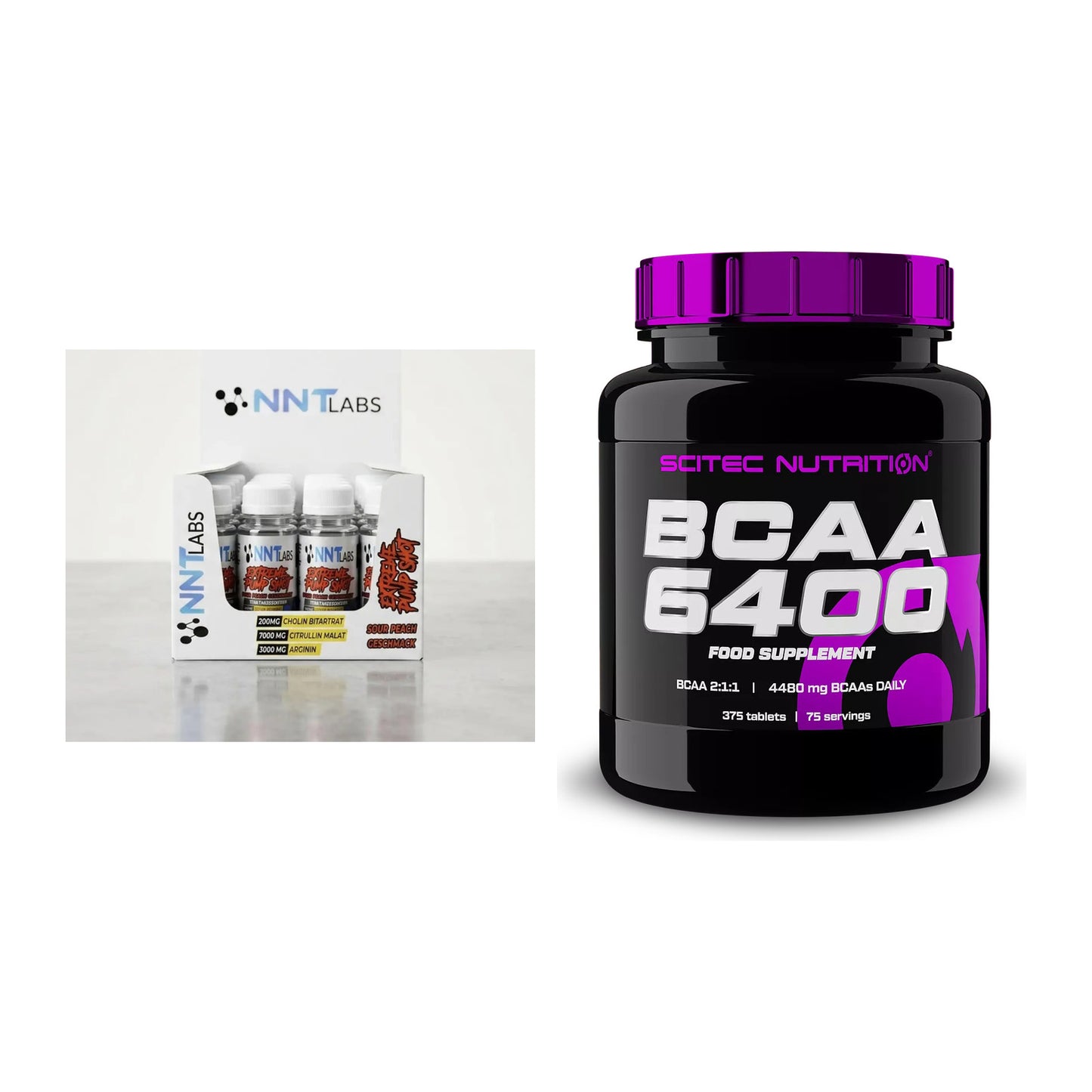 Trainings-Set: NNT Extreme Pump Shot + Scitec BCAA 6400 – alle enthaltenen Artikel