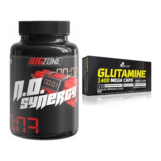 Trainings-Set: Big Zone N.O Synergy + Olimp L-Glutamine Mega Caps – alle enthaltenen Artikel