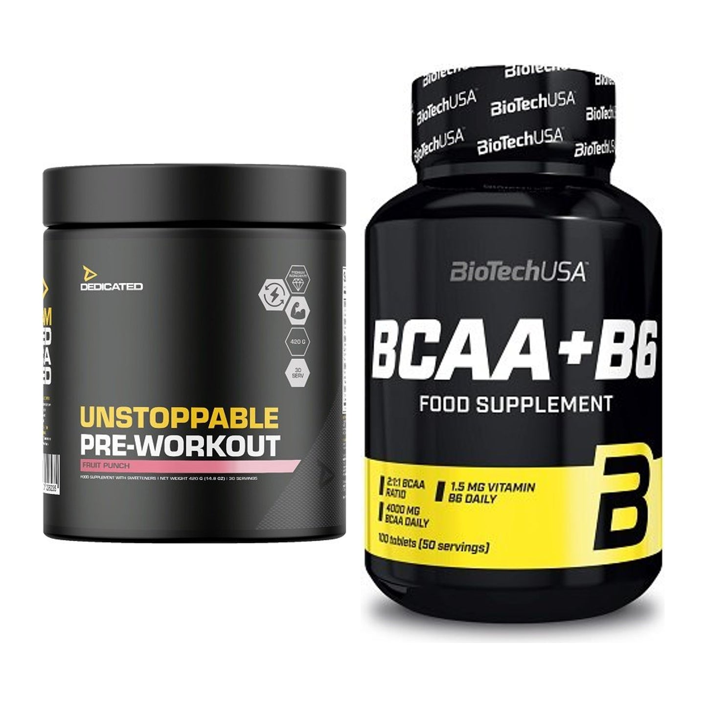 Trainings-Set: Dedicated Unstoppable + BioTech BCAA+B6 100 Tabl – alle enthaltenen Artikel