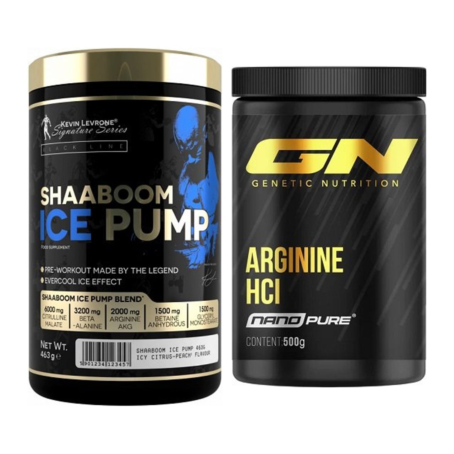 Trainings-Set: Kevin Levrone Shaaboom Ice + GN Arginine HCL Nano Pure – alle enthaltenen Artikel