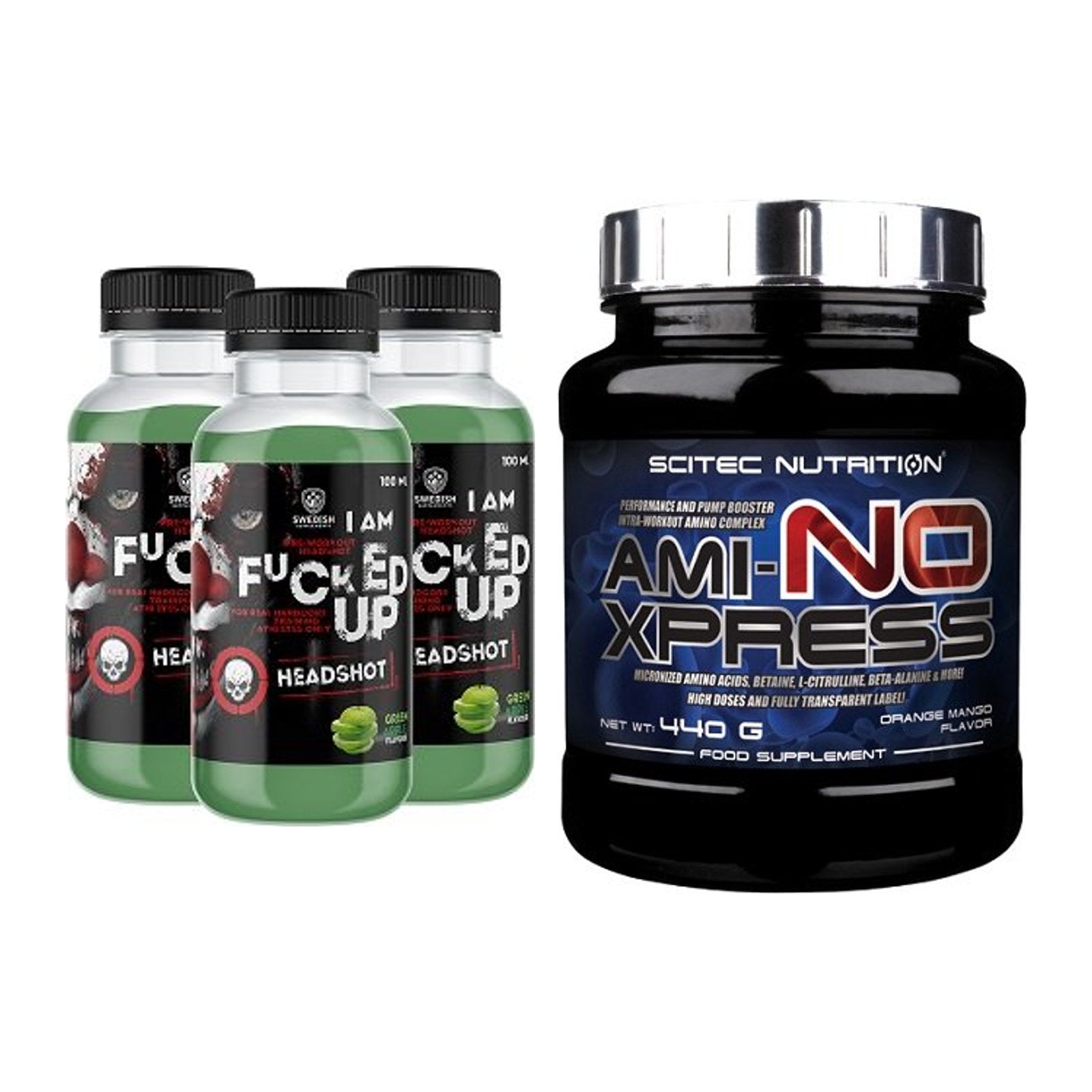 Trainings-Set: Swedish Supplements Fucked Up + Scitec Ami-NO Xpress – alle enthaltenen Artikel