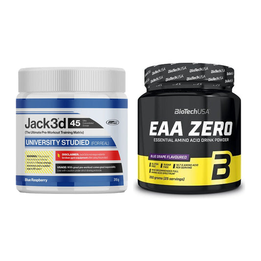 Harjoitussarja: USP Labs Jack3d 45 Serv. + BioTech EAA Zero 350g - kaikki tuotteet mukana