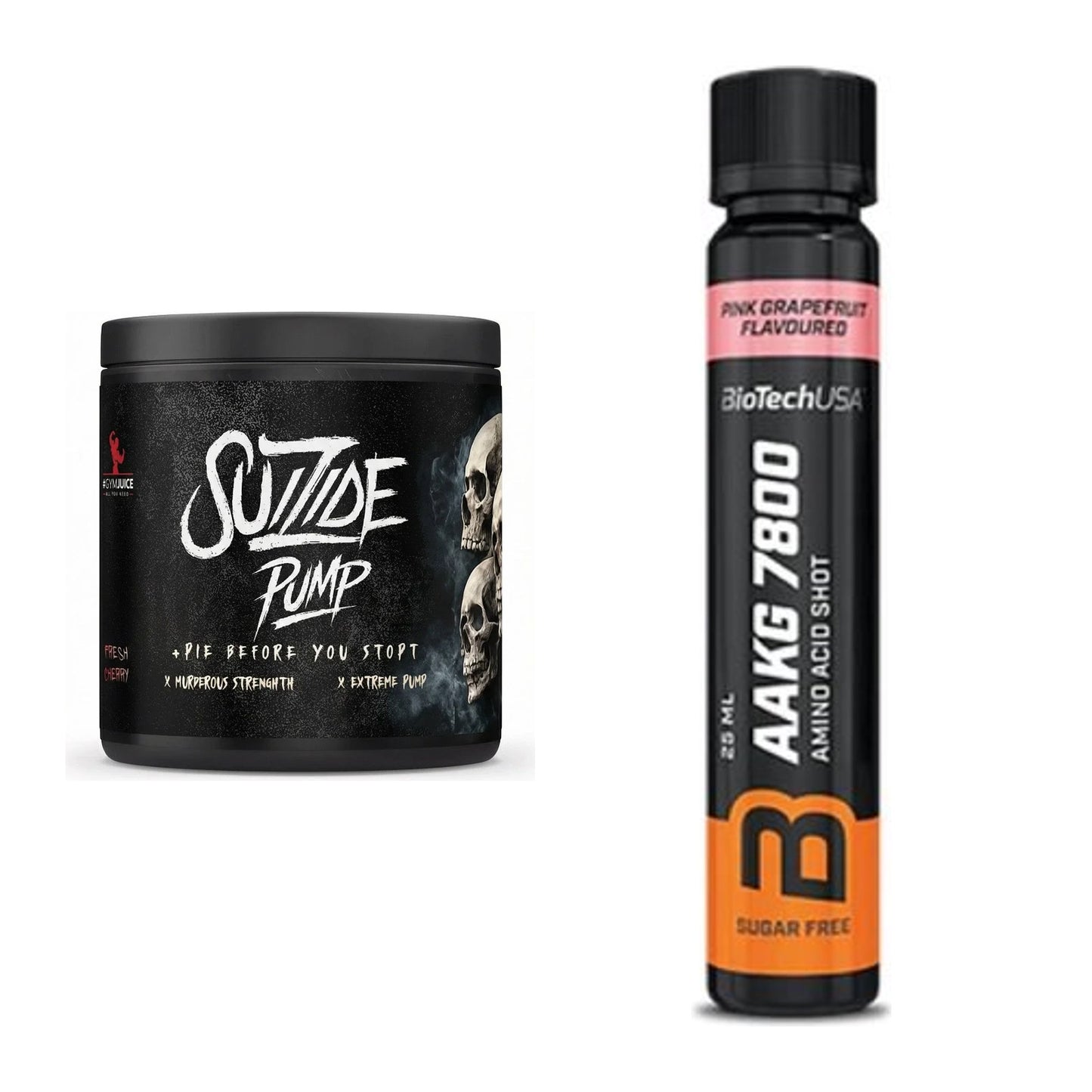 Trainings-Set: #GYMJUICE SUIZIDE PUMP + BioTech AAKG 7800 20 x – alle enthaltenen Artikel