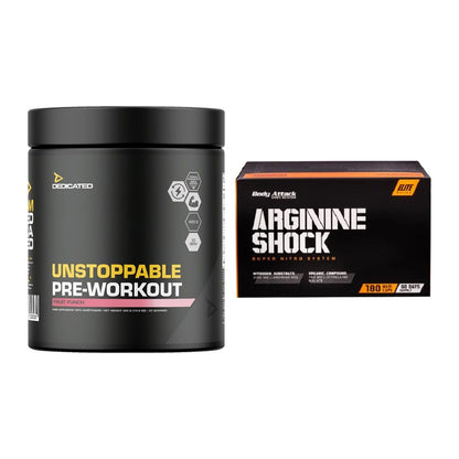 Trainings-Set: Dedicated Unstoppable + Body Attack Arginine Shock – alle enthaltenen Artikel