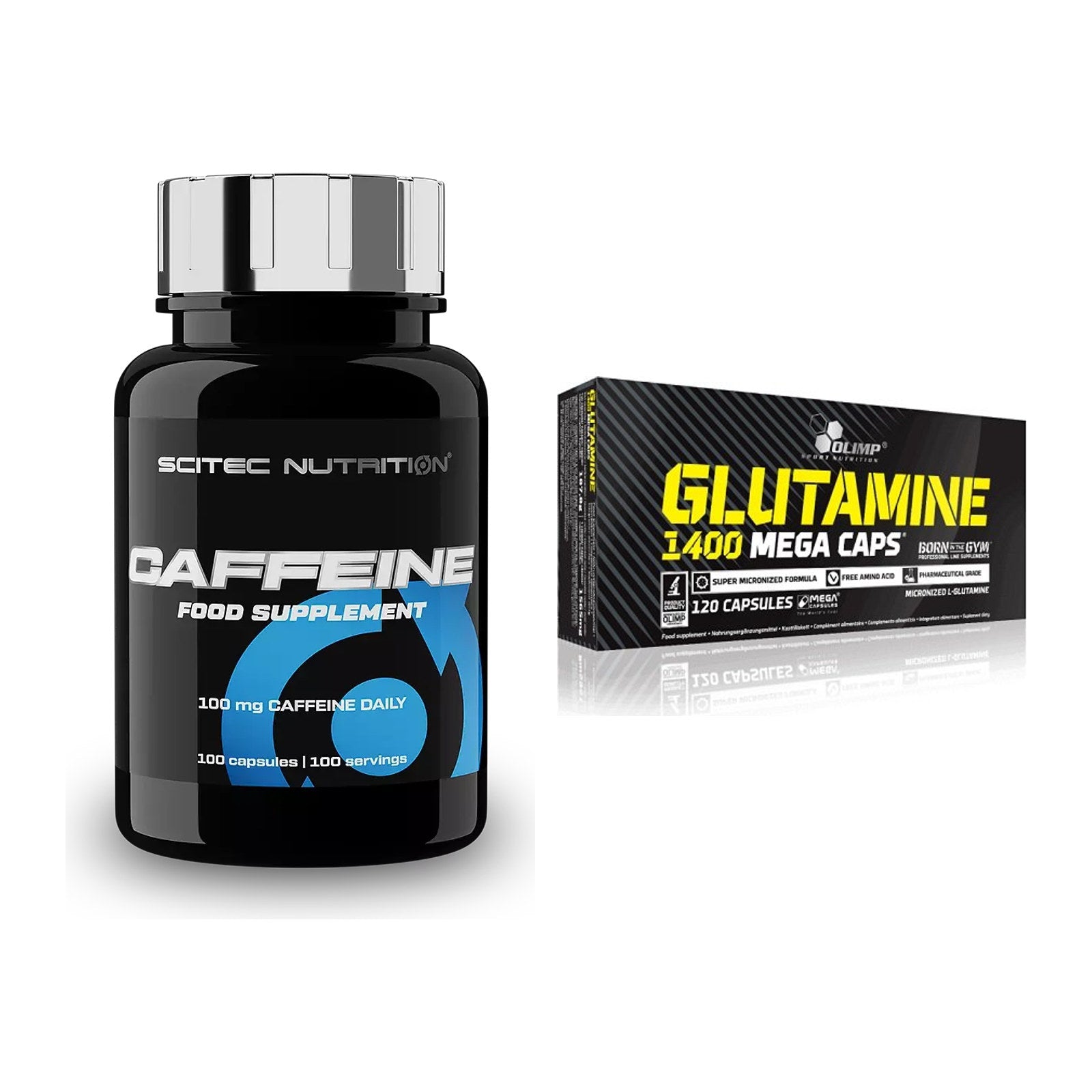 Trainings-Set: Scitec Caffeine + Olimp L-Glutamine Mega Caps – alle enthaltenen Artikel