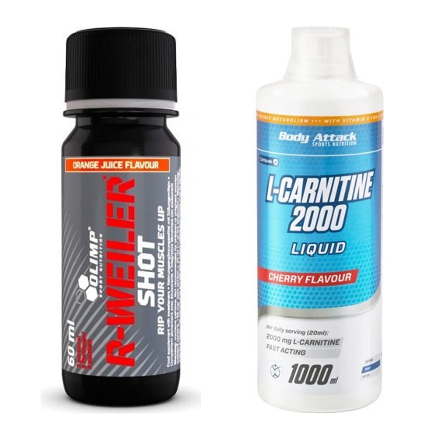 Trainings-Set: Olimp R-Weiler Shot + Body Attack L-Carnitine Liquid – alle enthaltenen Artikel