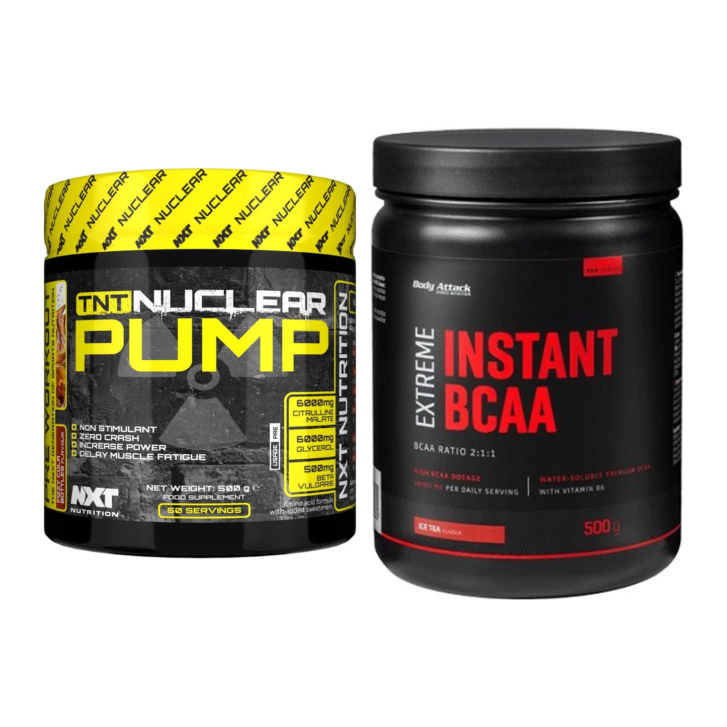 Trainings-Set: NXT Nutrition TNT Nuclear + Body Attack Instant BCAA – alle enthaltenen Artikel