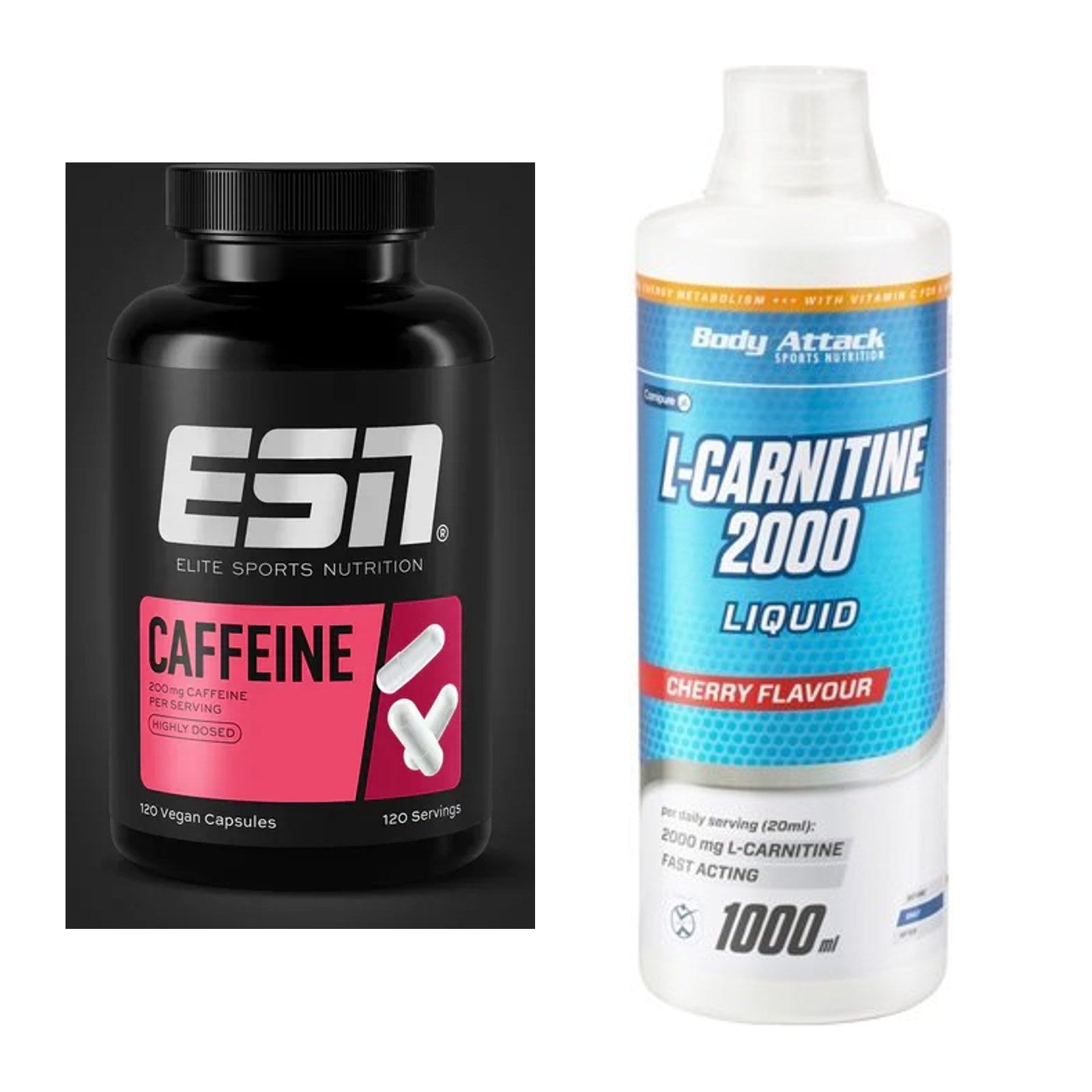 Trainings-Set: ESN Caffeine Caps + Body Attack L-Carnitine Liquid – alle enthaltenen Artikel