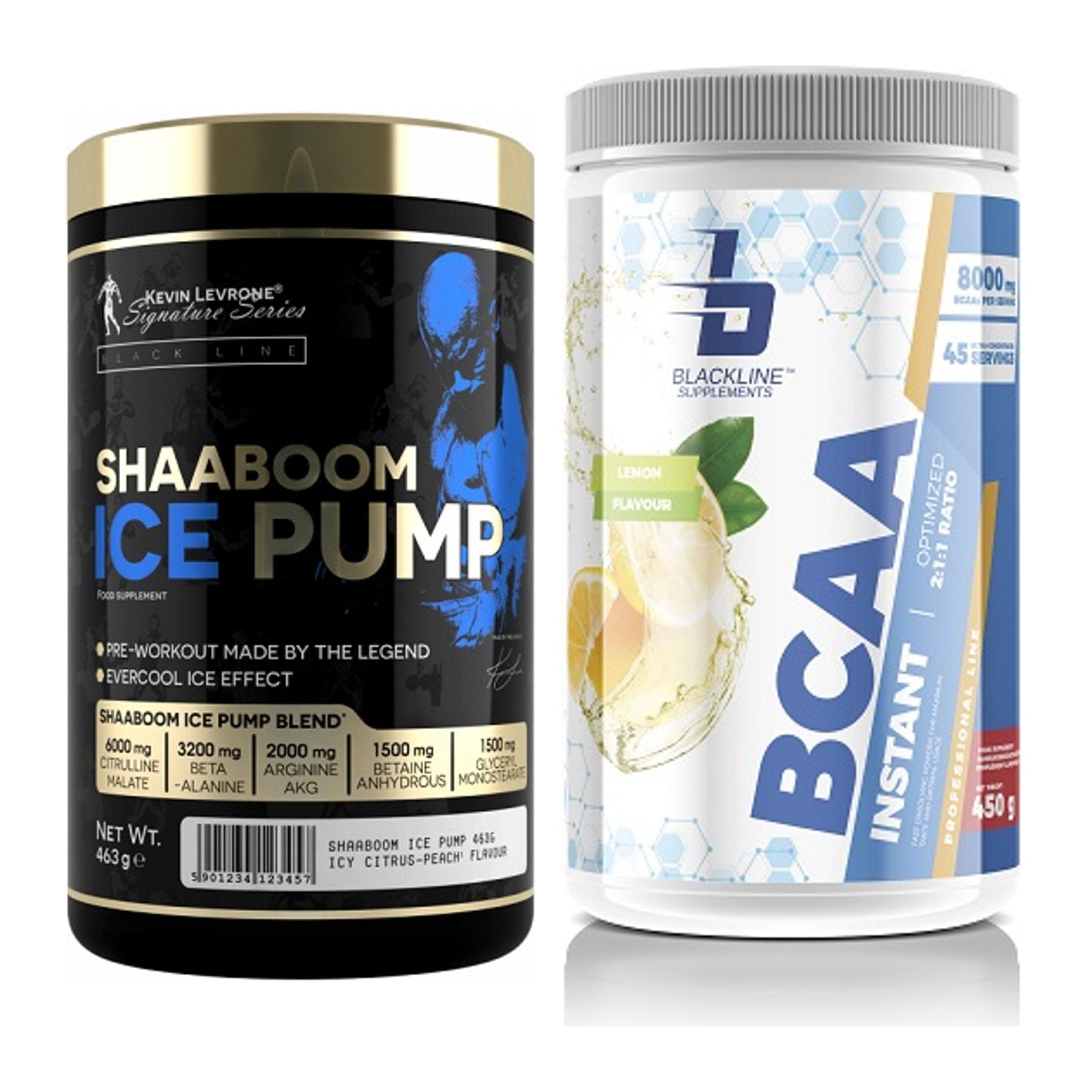 Trainings-Set: Kevin Levrone Shaaboom Ice + Blackline Supplements BCAA – alle enthaltenen Artikel
