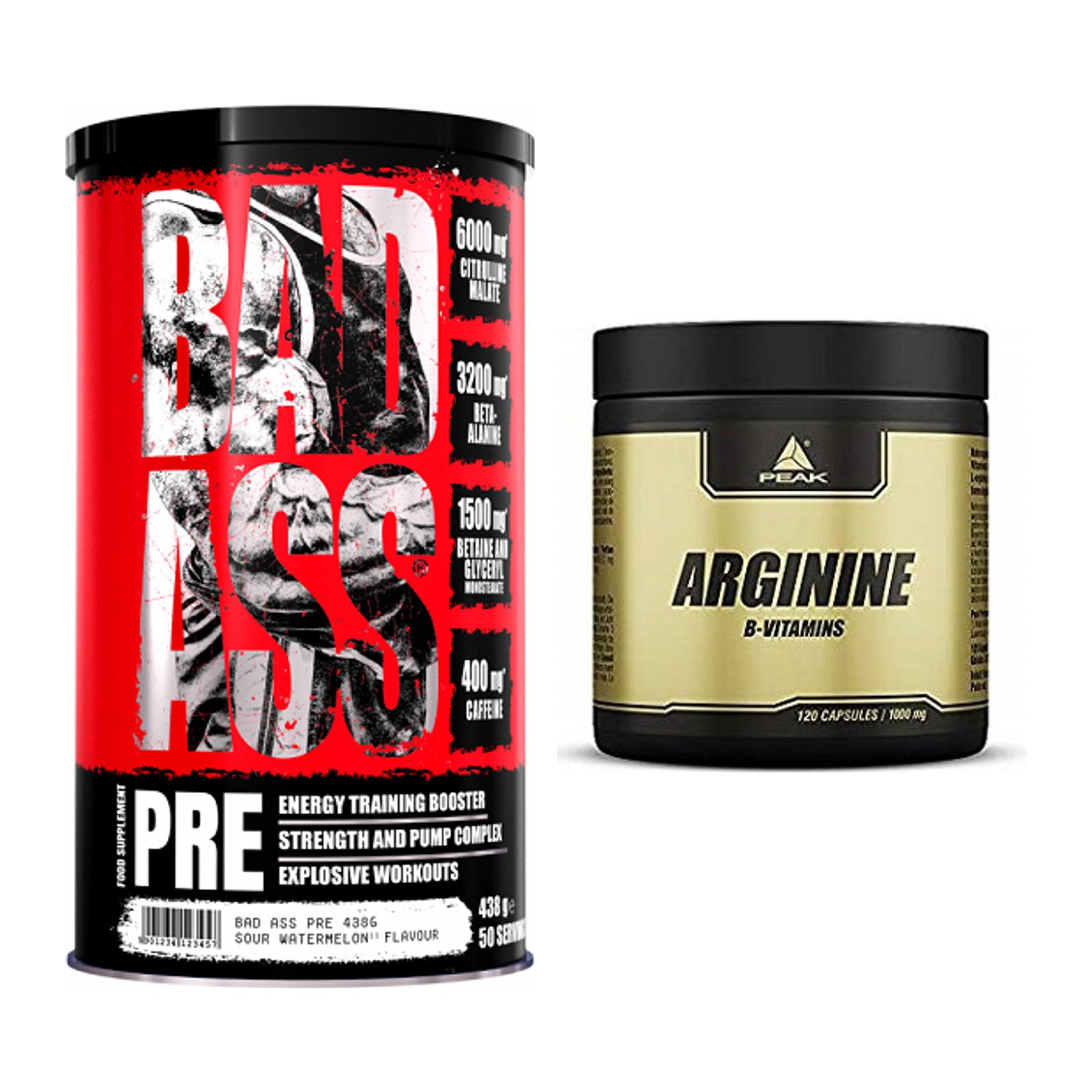 Trainings-Set: BAD ASS Pre + Peak Arginin – alle enthaltenen Artikel