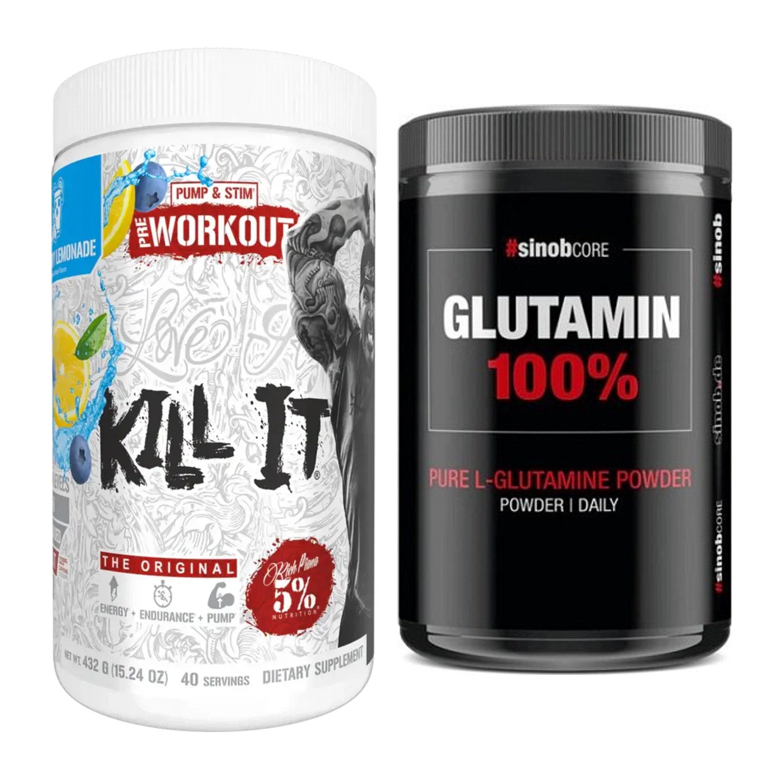 Trainings-Set: Rich Piana 5% Nutrition Kill It + Sinob Core L-Glutamin – alle enthaltenen Artikel