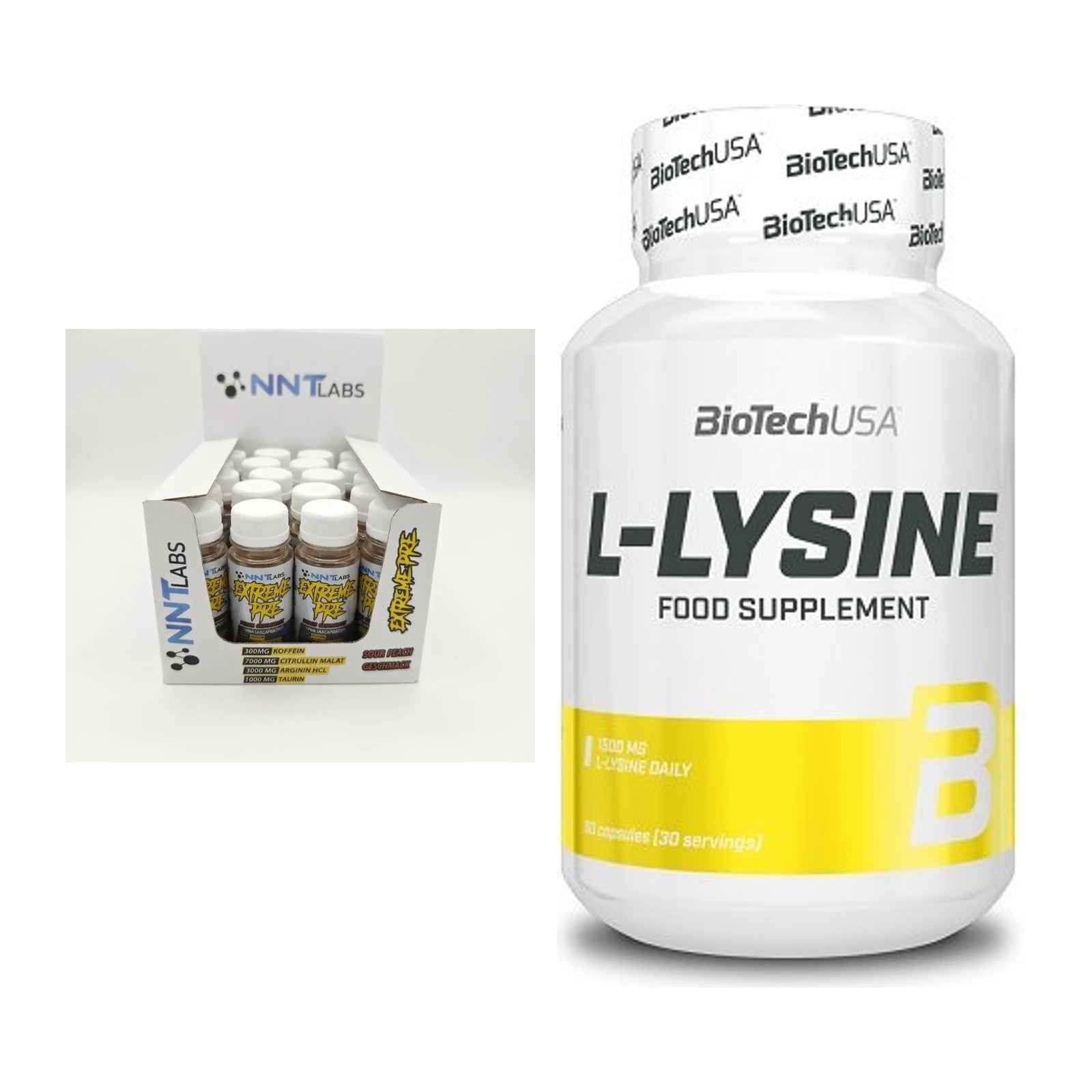 Trainings-Set: NNT Extreme Pre-Workout Shot + BioTech L-Lysine – alle enthaltenen Artikel