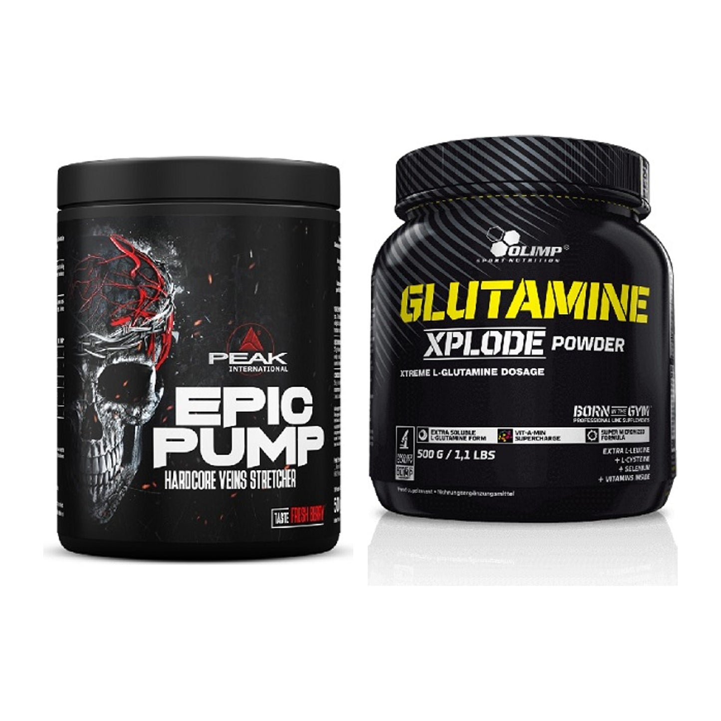 Trainings-Set: Peak EPIC Pump + Olimp L-Glutamine Xplode 500g – alle enthaltenen Artikel