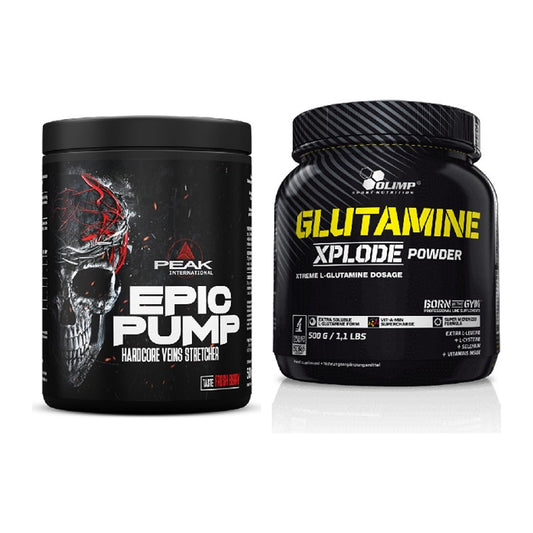 Trainings-Set: Peak EPIC Pump + Olimp L-Glutamine Xplode 500g – alle enthaltenen Artikel