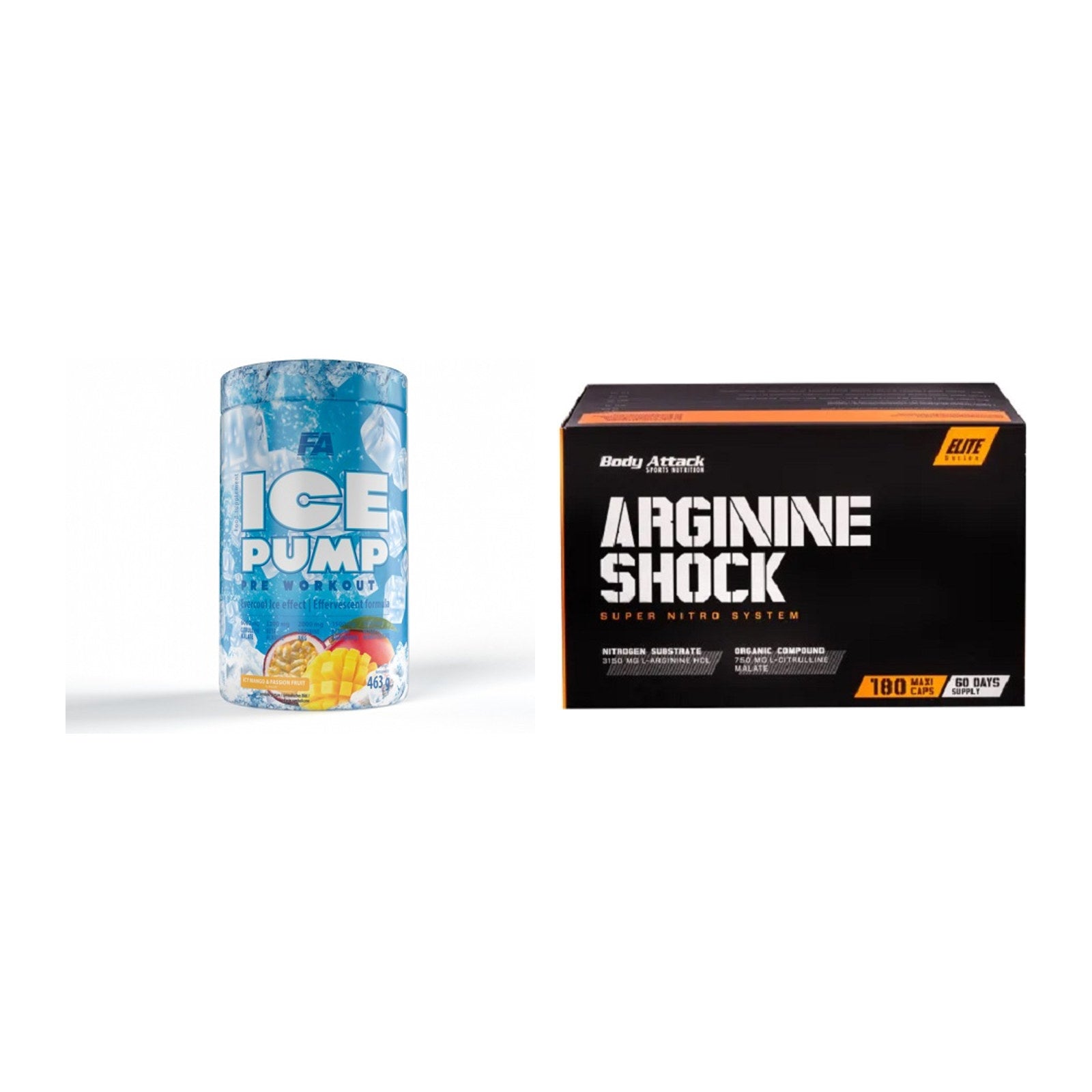 Trainings-Set: FA Nutrition ICE Pump + Body Attack Arginine Shock – alle enthaltenen Artikel