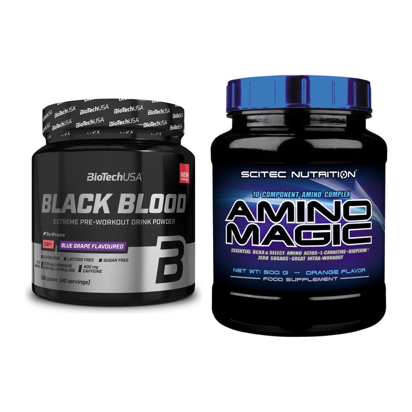 Trainings-Set: BioTech Black Blood CAF+ 300g (80 + Scitec Amino Magic – alle enthaltenen Artikel