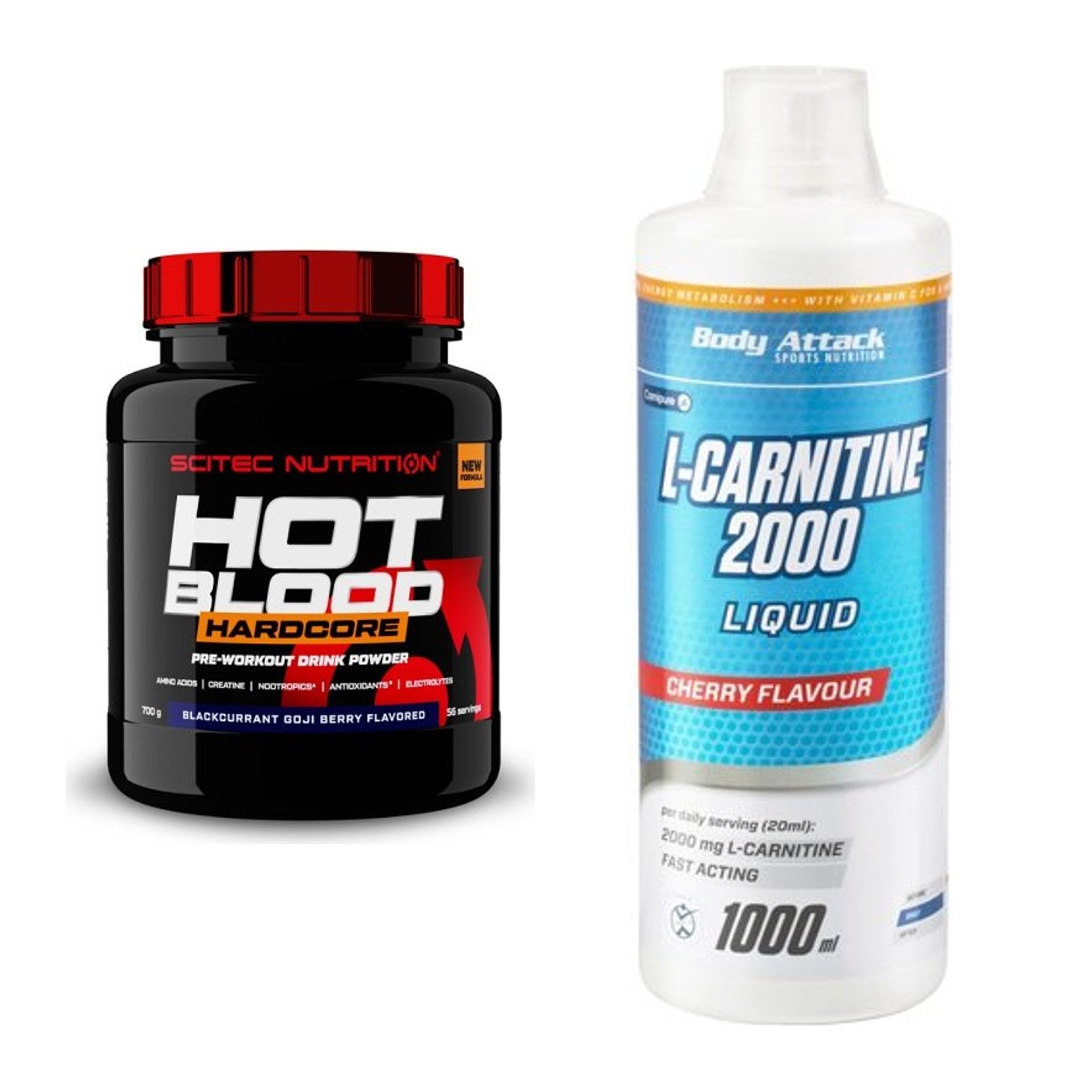 Trainings-Set: Scitec Hot Blood Hardcore + Body Attack L-Carnitine – alle enthaltenen Artikel