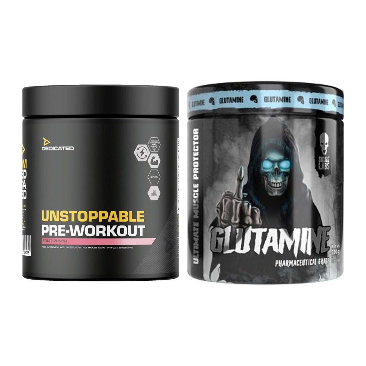 Trainings-Set: Dedicated Unstoppable + Skull Labs Glutamine – alle enthaltenen Artikel