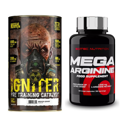 Treningssett: Nuclear Nutrition IGNITER + Scitec Mega Arginine - alle varer inkludert