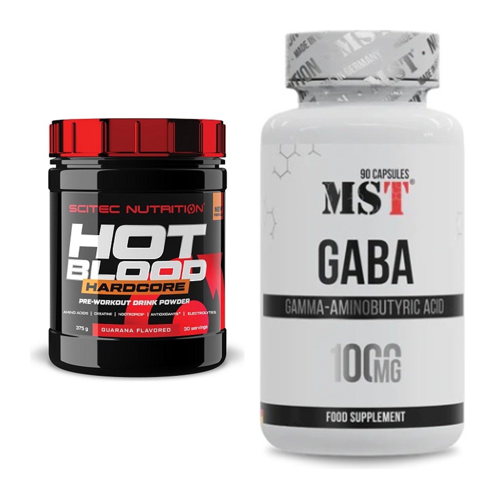 Trainings-Set: Scitec Hot Blood Hardcore + MST GABA 1000mg – alle enthaltenen Artikel