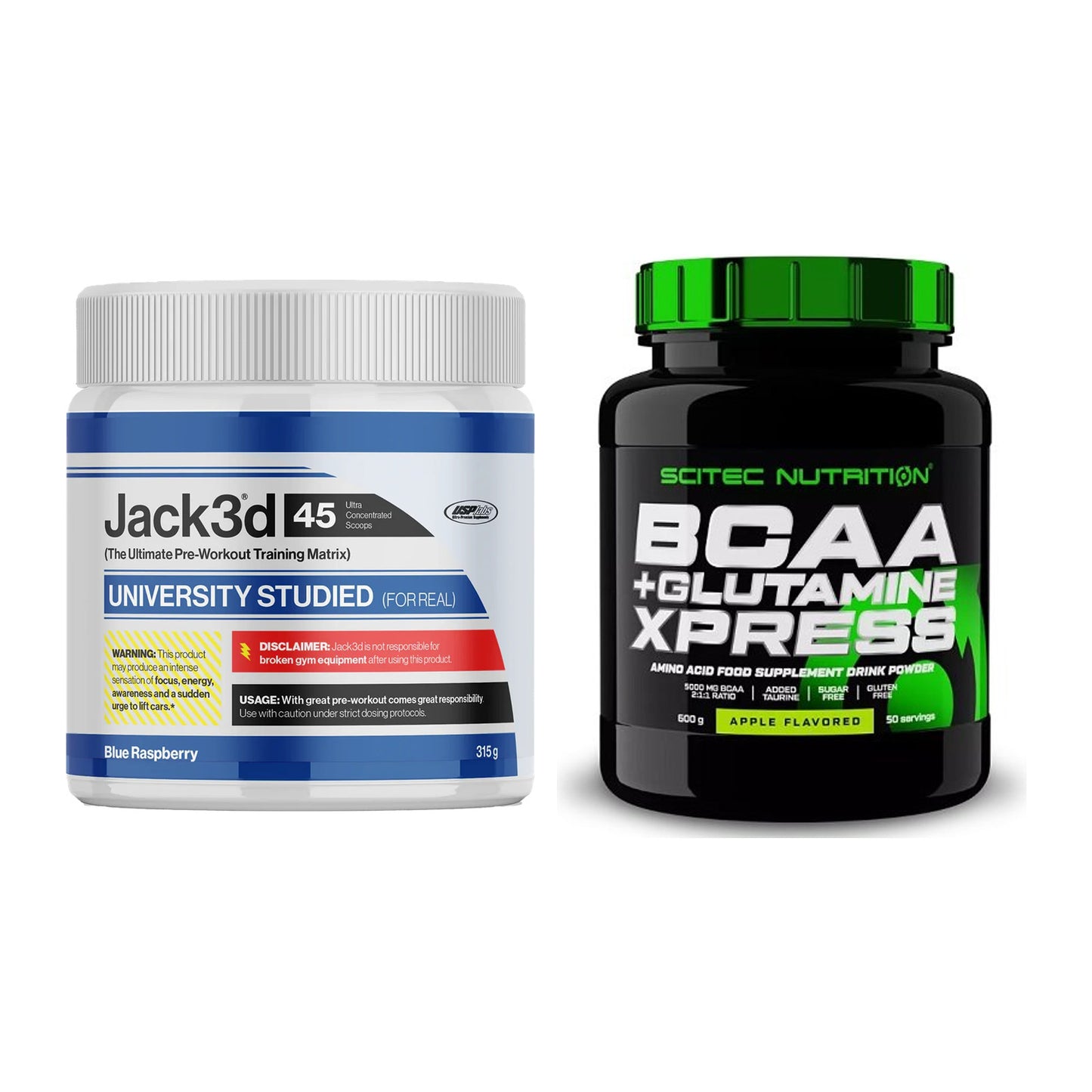 Trainings-Set: USP Labs Jack3d 45 Serv. + Scitec BCAA+ Glutamine – alle enthaltenen Artikel