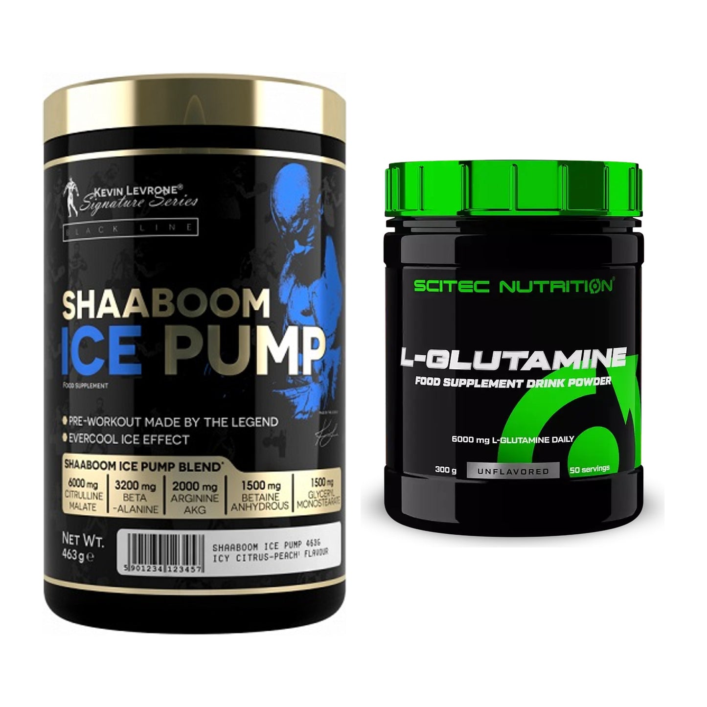 Trainings-Set: Kevin Levrone Shaaboom Ice Pump + Scitec L-Glutamin – alle enthaltenen Artikel