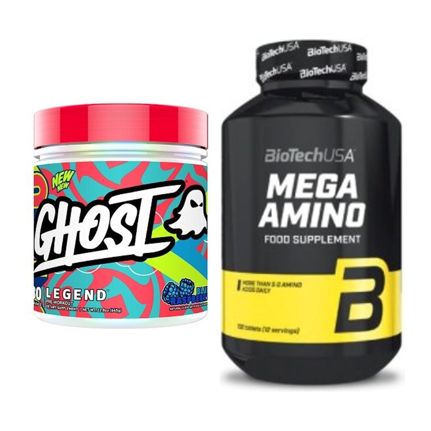 Trainings-Set: Ghost Legend V4 30 Serv. + BioTech Mega Amino – alle enthaltenen Artikel
