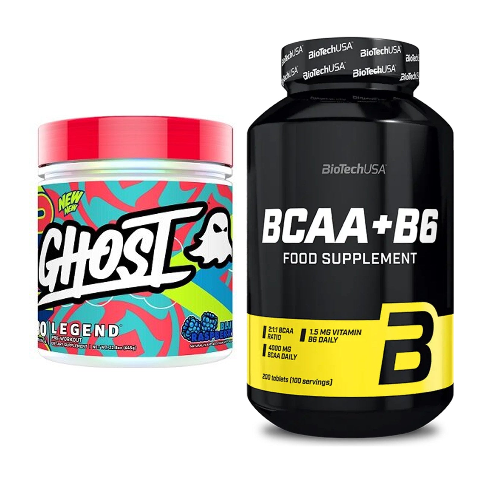 Trainings-Set: Ghost Legend V4 30 Serv. + BioTech BCAA+B6 200 Tabl – alle enthaltenen Artikel