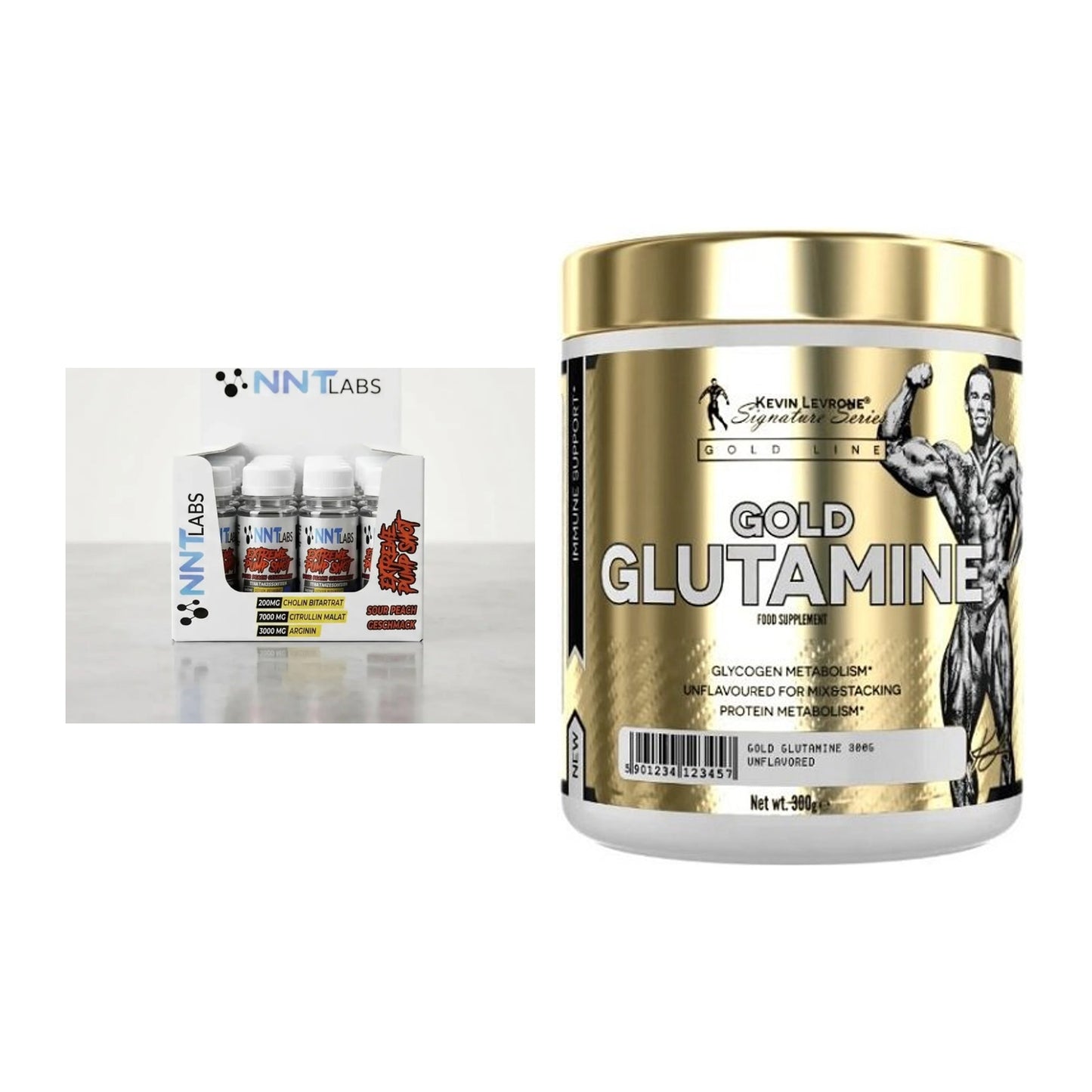 Trainings-Set: NNT Extreme Pump Shot + Kevin Levrone GOLD Glutamine – alle enthaltenen Artikel