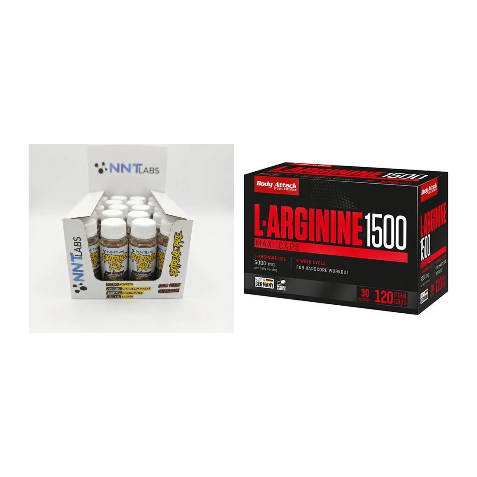 Trainings-Set: NNT Extreme Pre-Workout + Body Attack L-Arginin 1500 – alle enthaltenen Artikel